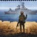 Special Forces officer flipping off a boat on a Ukrainian stamp
