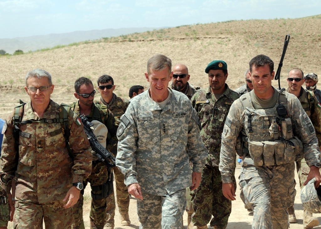General McChrystal, accompanied by general Claudio Berto along with Afghan National Army’s representatives