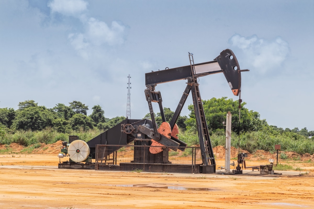 Machine to explore oil on land. Africa. Angola