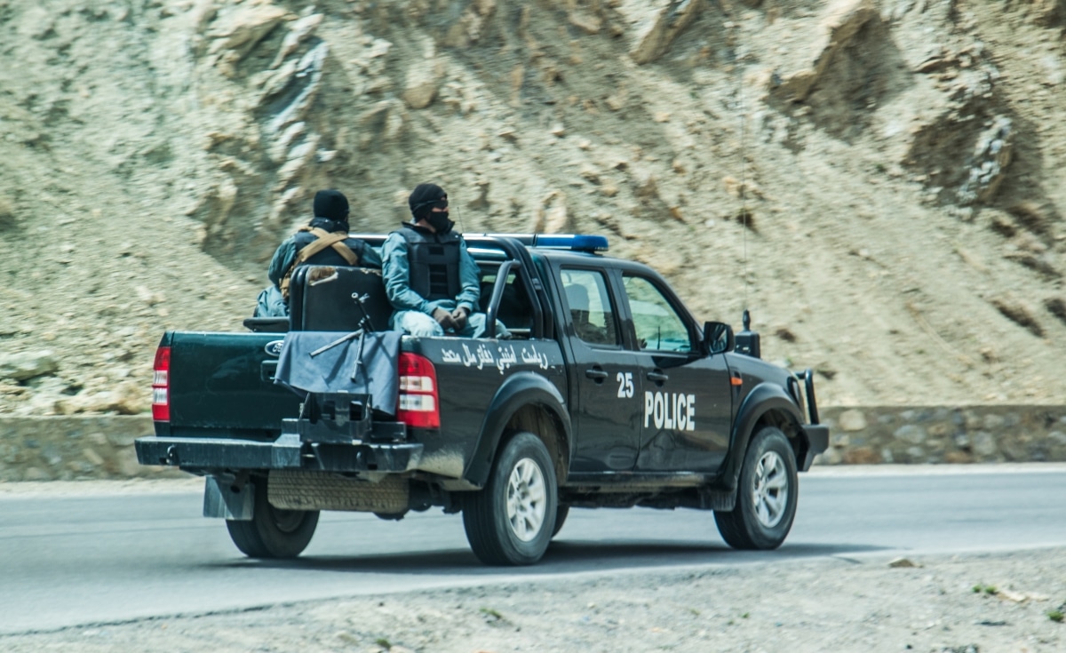 Kabul, Afghanistan Afghan security forces departing Kabul city as the Taliban take over in August 2021
