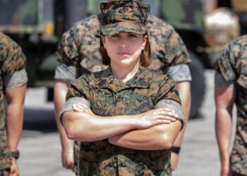 U.S. Marine Corps 1st Sgt. Jessica S. Davila, with Headquarters and Service Company, Combat Logistics Battalion 2, Combat Logistics Regiment 2 poses for a photo on Camp Lejeune