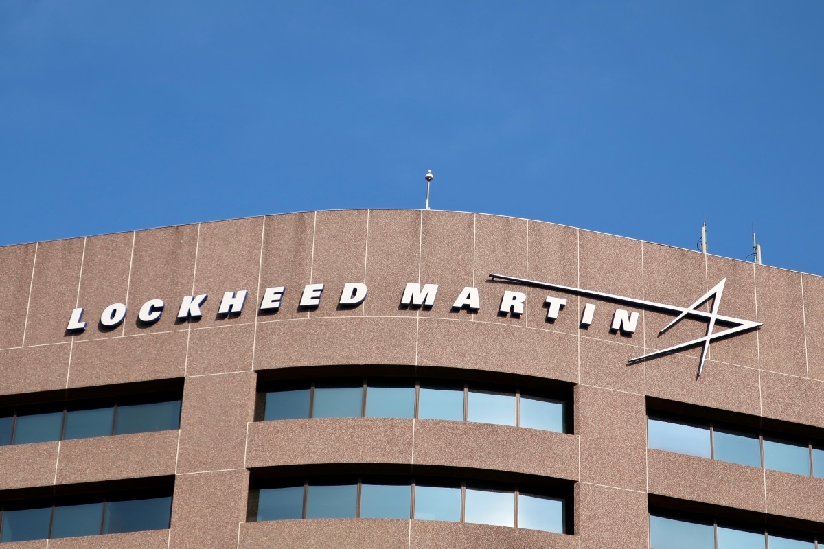 ARLINGTON, VA, USA - SEPTEMBER 21, 2019: LOCKHEED MARTIN brand logo sign at office building location
