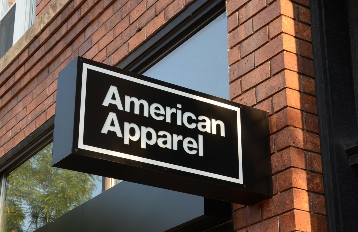 ANN ARBOR, MI - AUGUST 30: American Apparel, whose Ann Arbor store logo is shown on August 30, 2014, had its credit rating downgraded recently by Standard & Poor's.