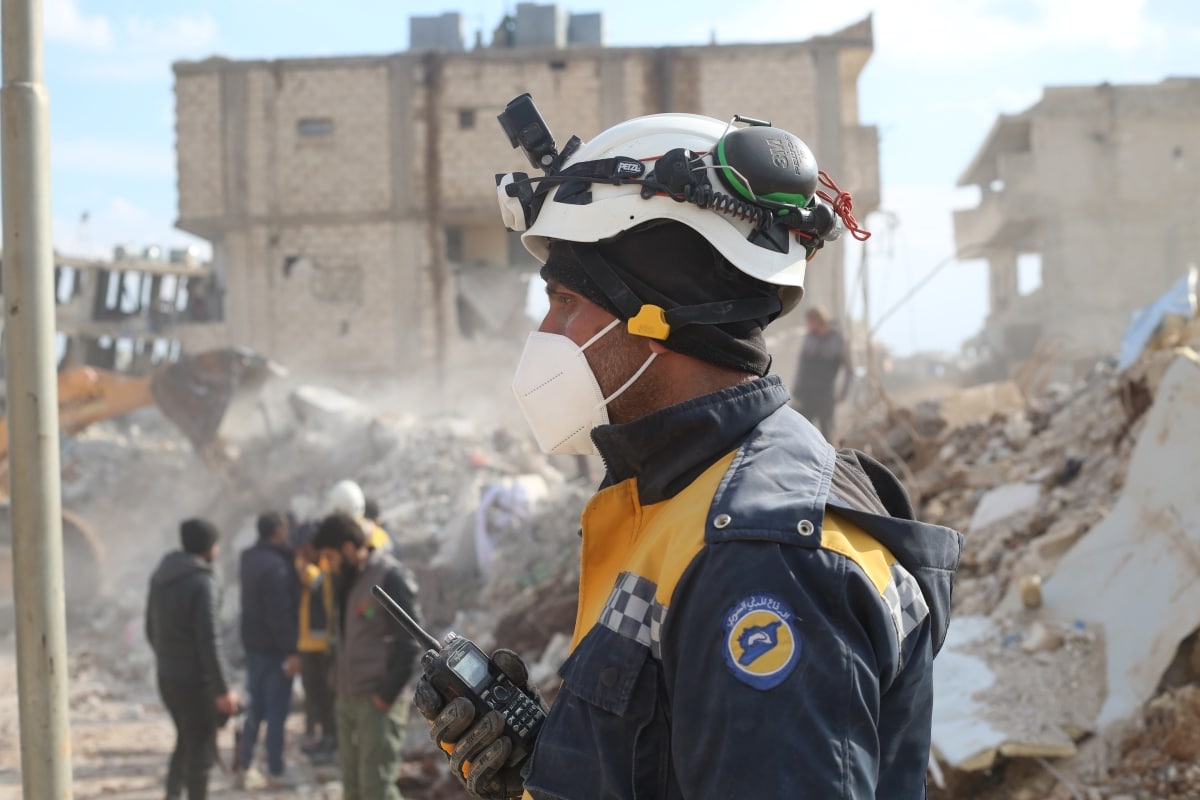 Syrian Civil Defense is trying to rescue people trapped in the rubble after an earthquake left tens of thousands dead and injured in Syria and Turkey. Aleppo, Syria February 12, 2023