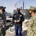 Lt. Matthew McGuire (RAN) and Lt. Reginald Caldwell speak with an officer from the Peruvian submarine BAP Pisagua (SS-33) at Naval Station Mayport. Pisagua is participating in exercises and training as part of the Diesel–Electric Submarine Initiative, now in its 20th year.