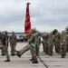 U.S. Air Force members assigned to the 352d Special Operations Wing and Ukrainian Air Force members assigned to the 456th Air Transportation Brigade participate in a ceremony for the brigade's anniversary of creation in Vinnytsia