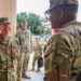 U.S. Army South’s commanding general, Maj. Gen. William L. Thigpen (right) and Lt. Gen. Cristobal de la Cerda (left), greet each other at the U.S. Army South headquarters