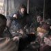 Russia, Saint-Petersburg. 26,01,2014 The festival is a historical reconstruction of the Viking Age in winter. Medieval dining - the Vikings at the table