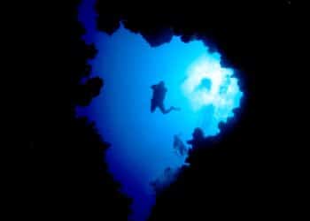 Scuba Diving in underwater canyon