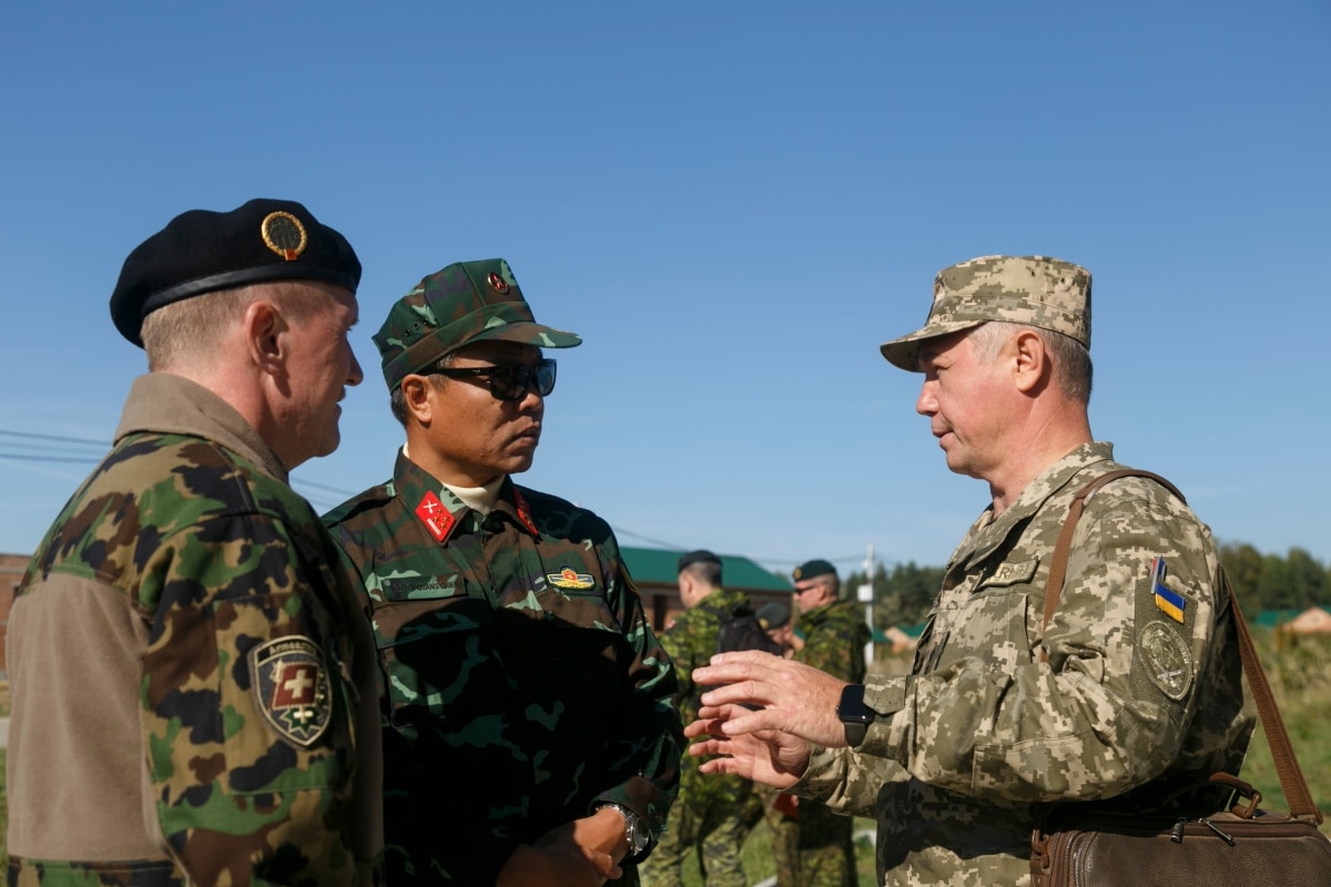 Lviv, Ukraine - September 28 2021: Ukrainian and foreign officers during multinational military exercise Combined efforts 2021