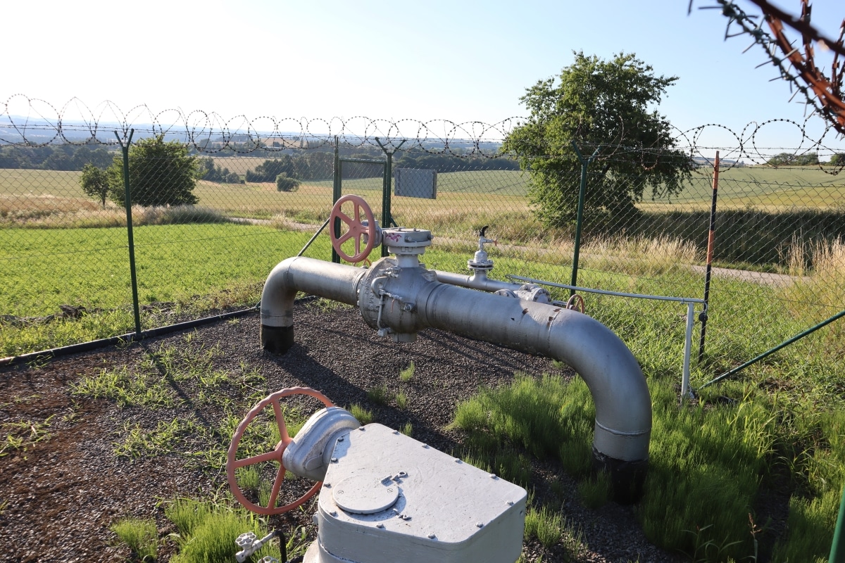 Natural russian gas pipelines and instalation in the Czech Republic. Energy is sourced via Germany and Nord Stream despite Ukraine war santions.
