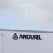 Santa Ana, CA, USA - May 9, 2022: Anduril logo is seen at its office. Anduril Industries is a defense product company that builds technology for military agencies and border surveillance.