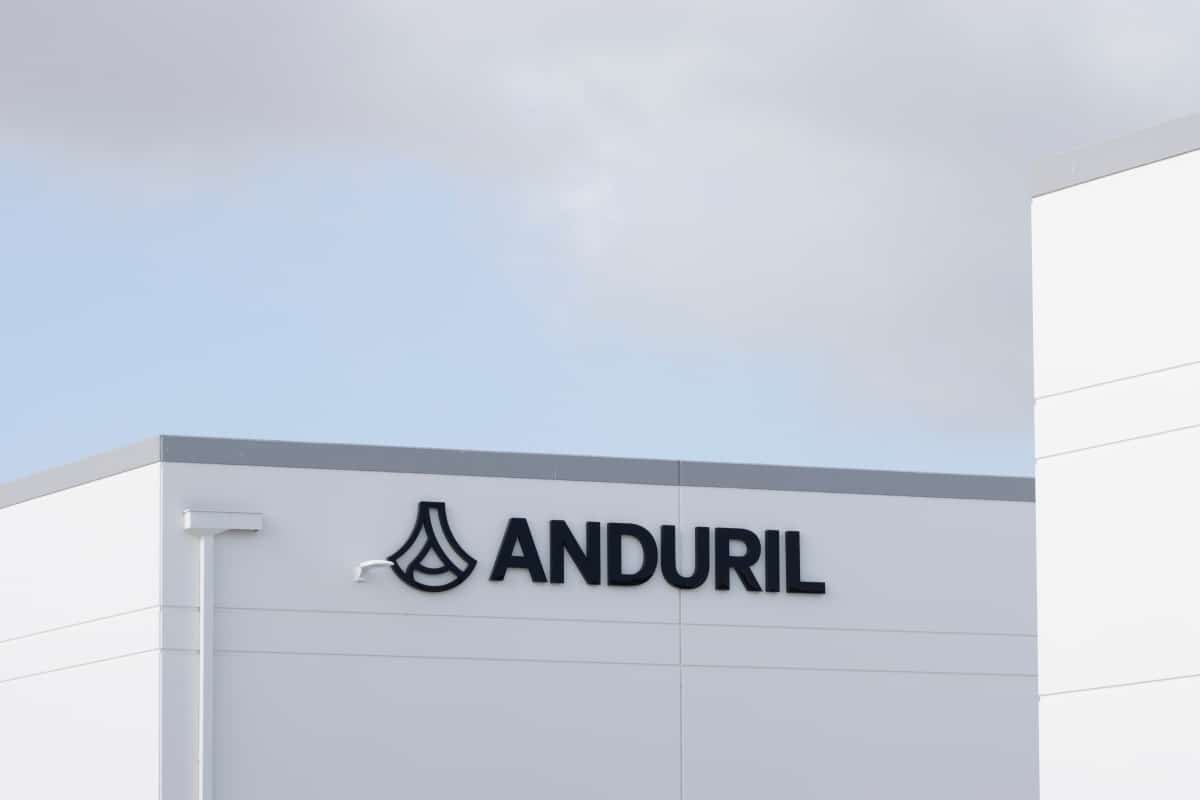 Santa Ana, CA, USA - May 9, 2022: Anduril logo is seen at its office. Anduril Industries is a defense product company that builds technology for military agencies and border surveillance.