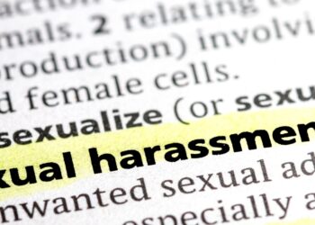 close up photo of the words sexual harassment
