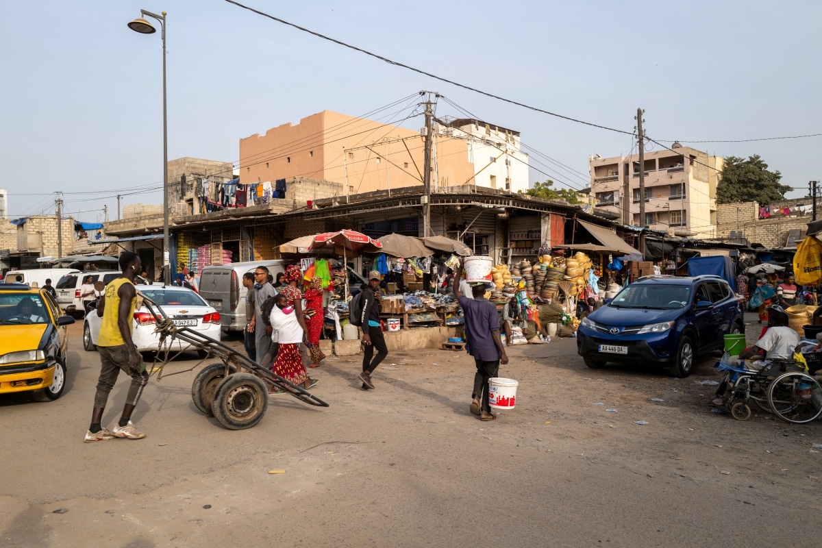 Dakar, Senegal, Africa, February 2023, market scene in the popular district of Medina in Dakar