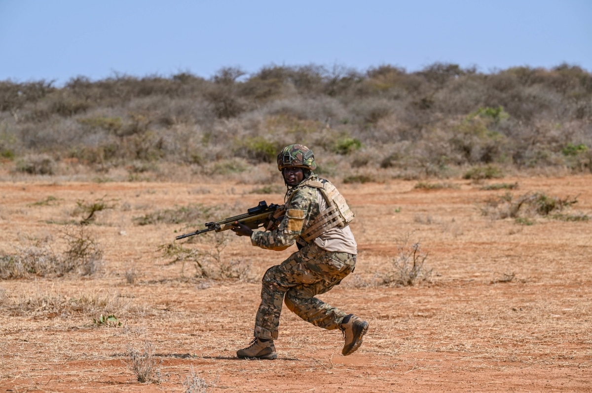 U.S. Marines assigned to Marine Forces Special Operations Command (MARSOC) conduct a specialized training exercise with members of the Kenyan Army during a Joint Combined Exchange Training (