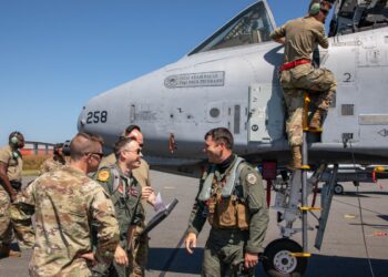 U.S. Airmen assigned to the 127th Wing, Michigan National Guard are welcomed to Jagel Air Base, Germany, June 7, 2023 in preparation for Exercise Air Defender 2023