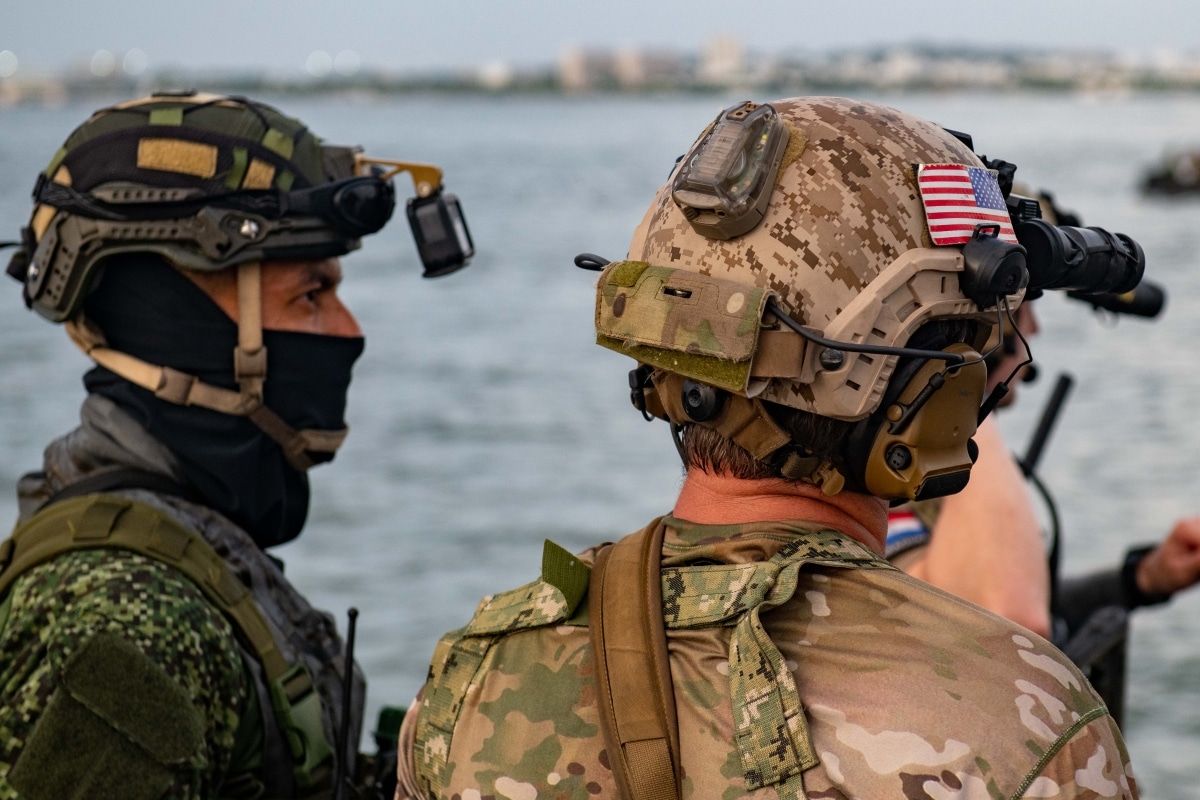 CARTAGENA, Colombia (July 14, 2023) East-coast based U.S. Naval Special Warfare Operators (SEALs), Paraguayan, and Colombian special operations personnel conduct SUB/SOF integration aboard the Los Angeles-class fast-attack submarine USS Pasadena
