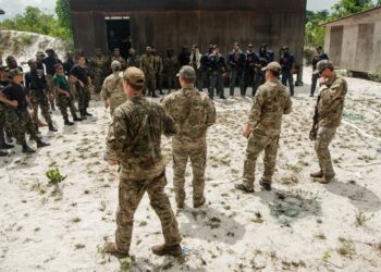 U.S. Army and Air Force instructors conduct close quarters battle training alongside multinational partners from the Bahamas, Belize and the Dominican Republic during TRADEWINDS23 Exercise at Camp Stephenson, Guyana