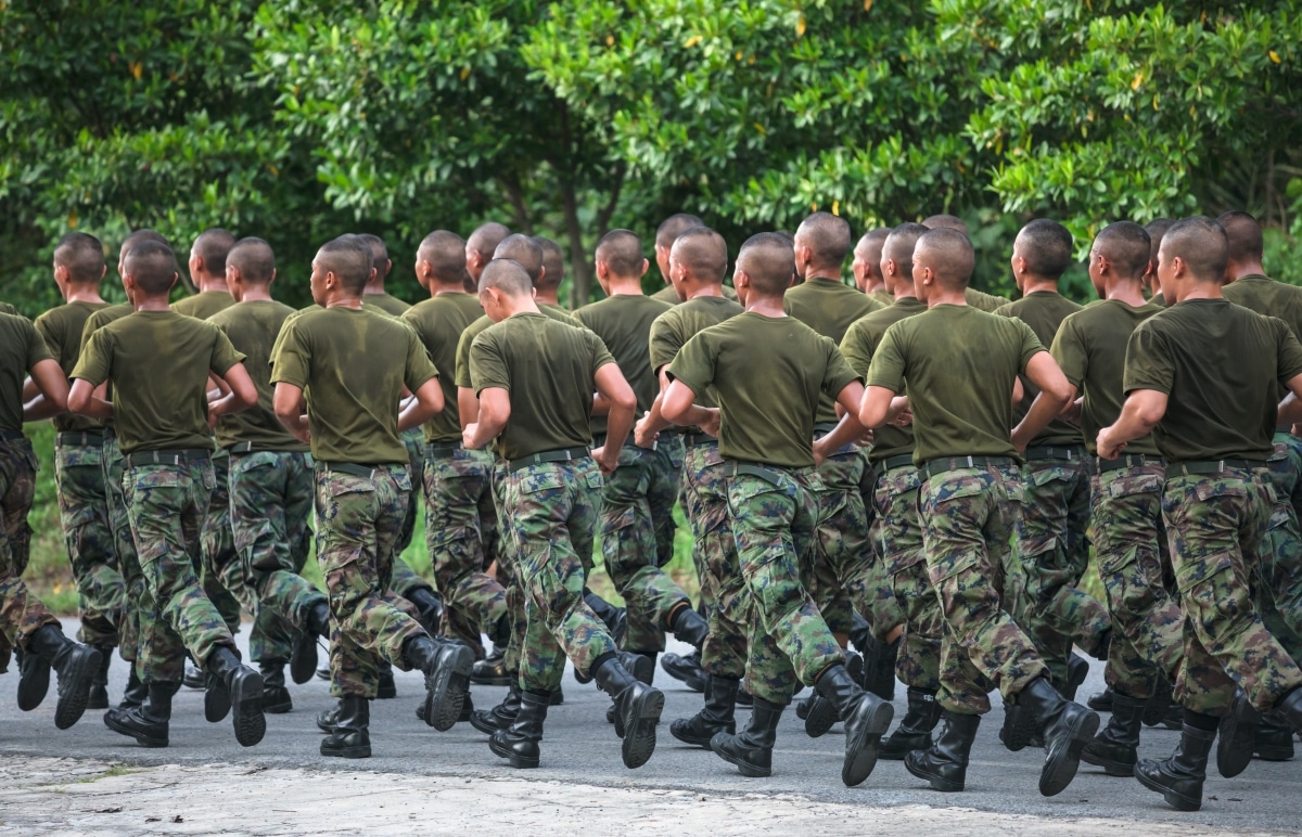 Young solders training