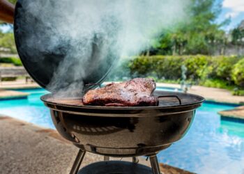 Smoked brisket on the bbq grill