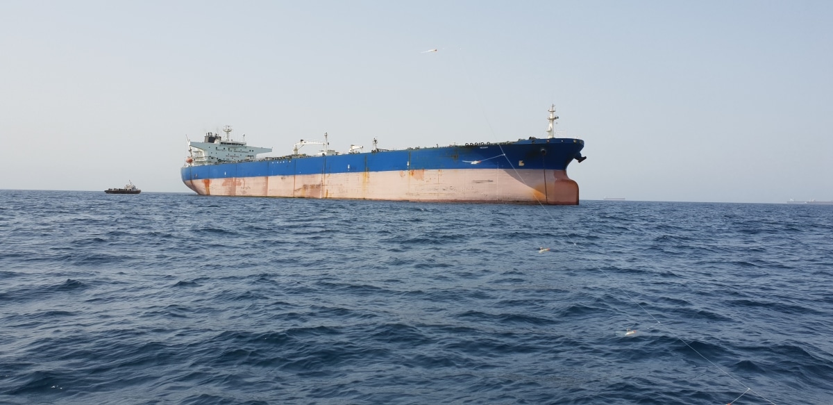 Oil Tanker in Straight of Hormuz off the coast of Fujairah Emirate, in Oman Sea, United Arab Emirates, June 10th, 2019