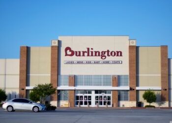 Houston, Texas USA 08-22-2019: Burlington storefront in Humble, Texas. Founded in 1972 it is a discount department store located in over 40 states in the US and Puerto Rico.