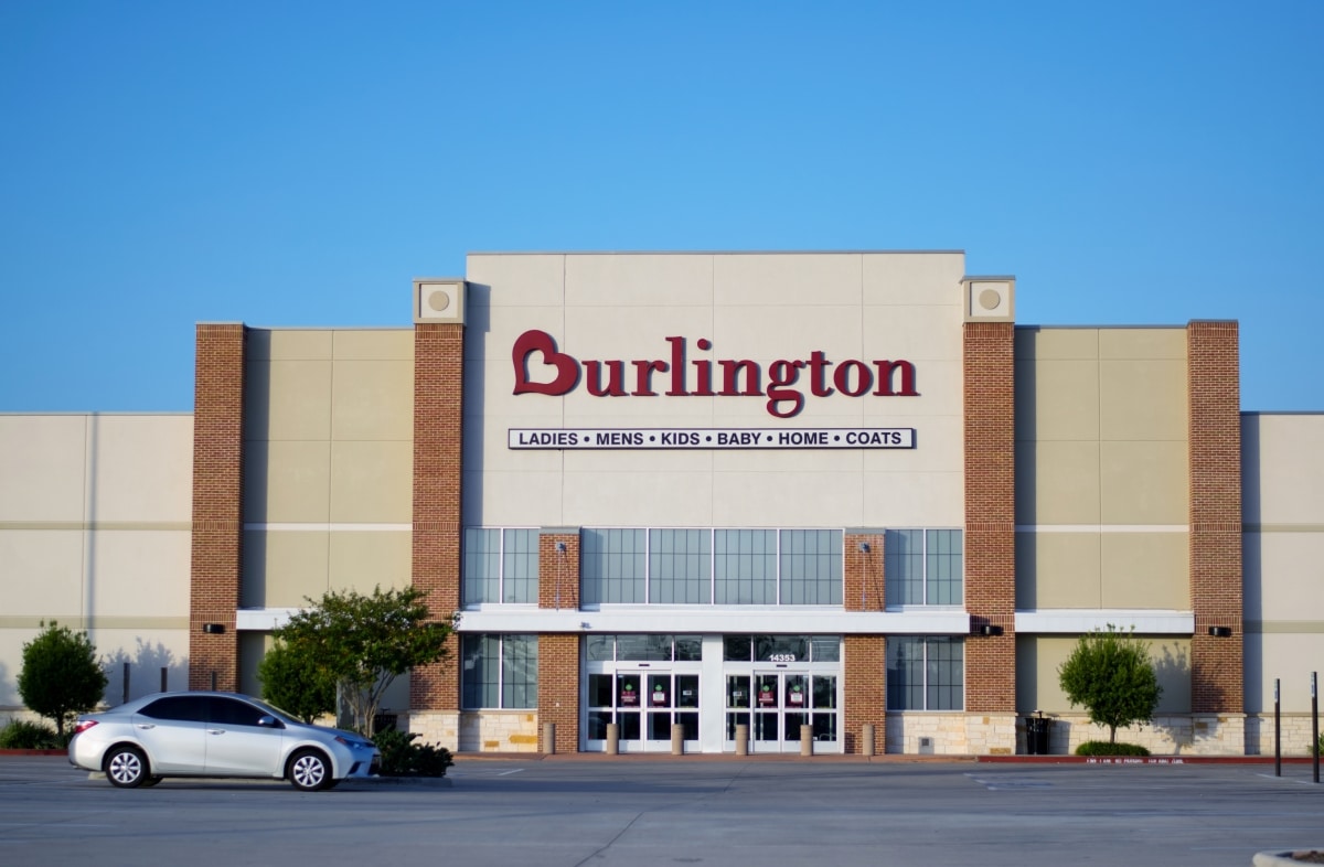 Houston, Texas USA 08-22-2019: Burlington storefront in Humble, Texas. Founded in 1972 it is a discount department store located in over 40 states in the US and Puerto Rico.