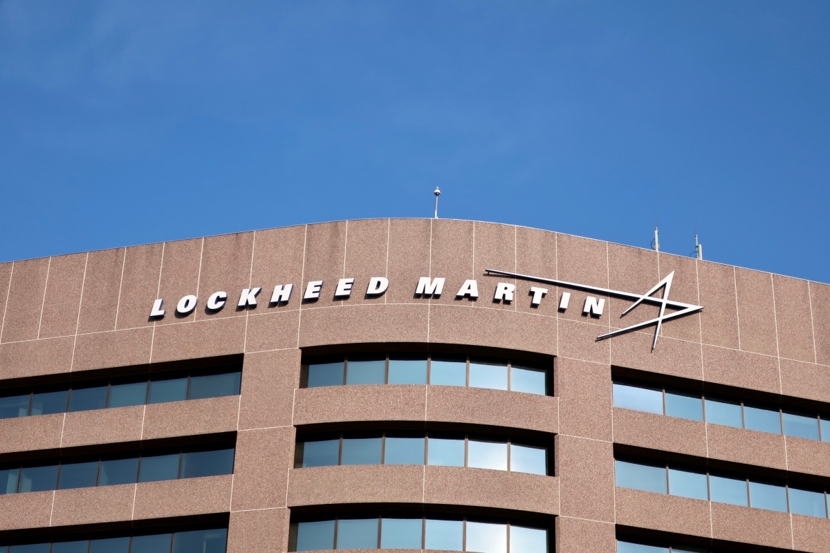 ARLINGTON, VA, USA - SEPTEMBER 21, 2019: LOCKHEED MARTIN brand logo sign at office location