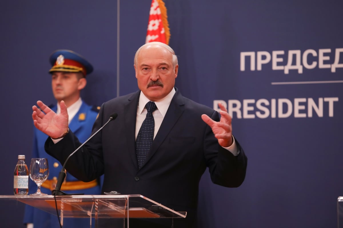 December, 3. 2019. - Belgrade, Serbia. President of Belarus Alexander Lukashenko review Serbian's honor guard during an official ceremony of meeting