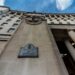 London,England,United Kingdom-August 21 2019: Low angle view of the main facade of the M.O.D.,stands close to Downing Street and close to the Houses of Parliament.