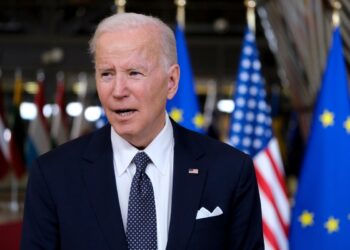 U.S. President Joe Biden arrives for the meeting of European Union (EU) leaders in Brussels, Belgium, March 24, 2022.