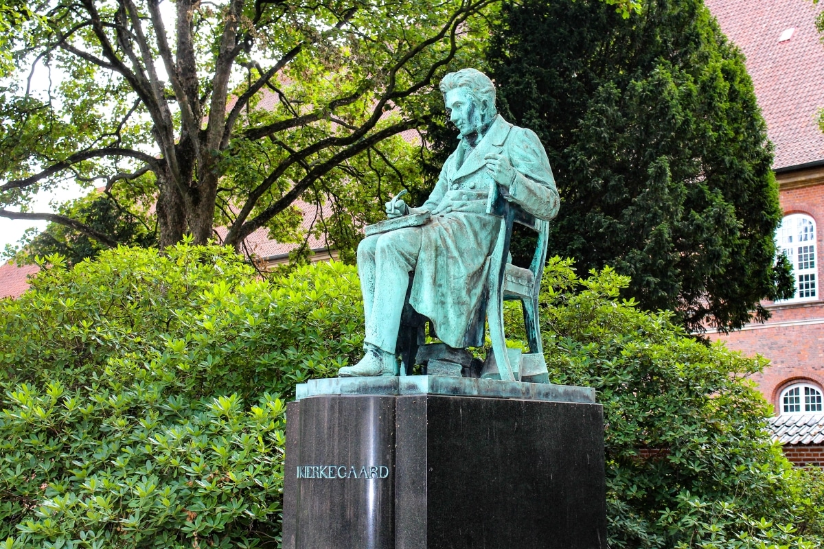 Copenhagen, Denmark - August 13, 2022: Statue of theologian and philosopher Kierkegaard in Copenhagen, Denmark