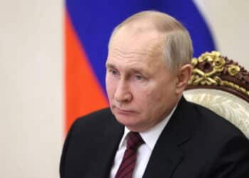 Moscow, Russia, February 2023, Russia president Vladimir putin in meeting