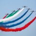 DUBAI, UAE - NOVEMBER 09: UAE Aerobatic Team Al Fursan (Fursan Al Emarat) performs the show with Aermacchi MB-339 aircraft at Dubai Airshow 2015 in Dubai on 09 November, 2015