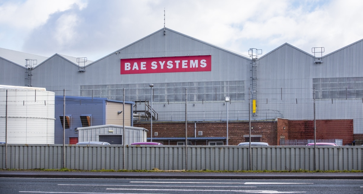 SAMLESBURY, UK - 2 MARCH 2016. BAE Systems building at Samlesbury Aerodrome