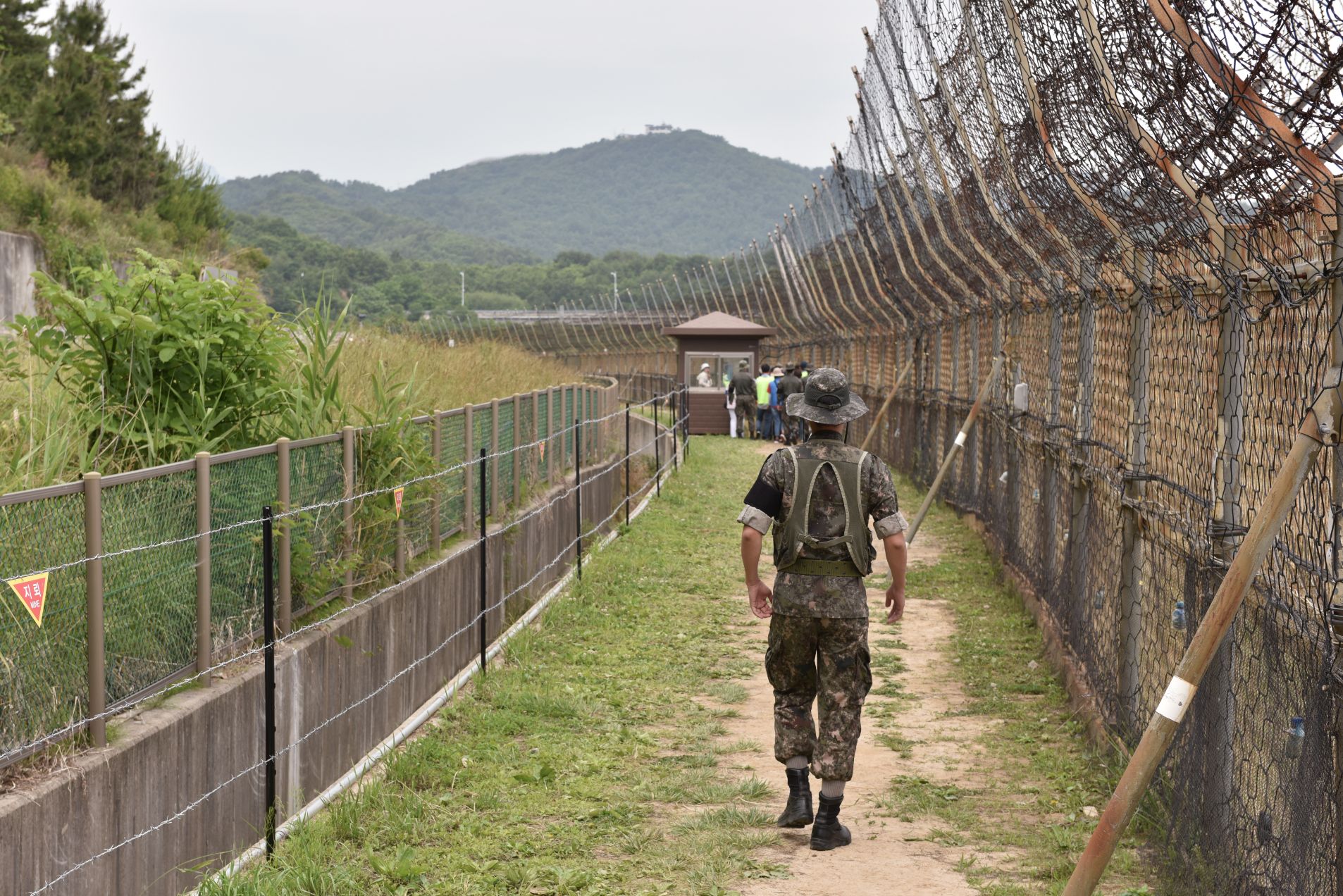 South Korean soldier patrols DMZ on border with North Korea