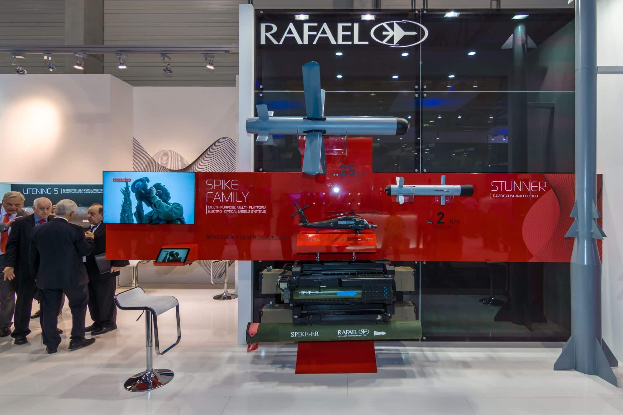 BERLIN, GERMANY - JUNE 01, 2016: The stand of Rafael Advanced Defense Systems (Israel). Exhibition ILA Berlin Air Show 2016.