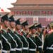 BEIJING - MAY 1: Chinese soldiers on celebration of May 1 Day, 2010 in Beijing, China. Here officers inspect soldiers.