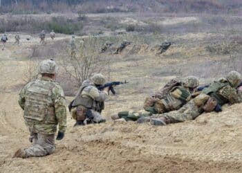 Soldiers with the 3rd Battalion, 15th Infantry Regiment, 2nd Infantry Brigade Combat Team, 3rd Infantry Division along with soldiers with the Ukrainian army conduct defensive operations