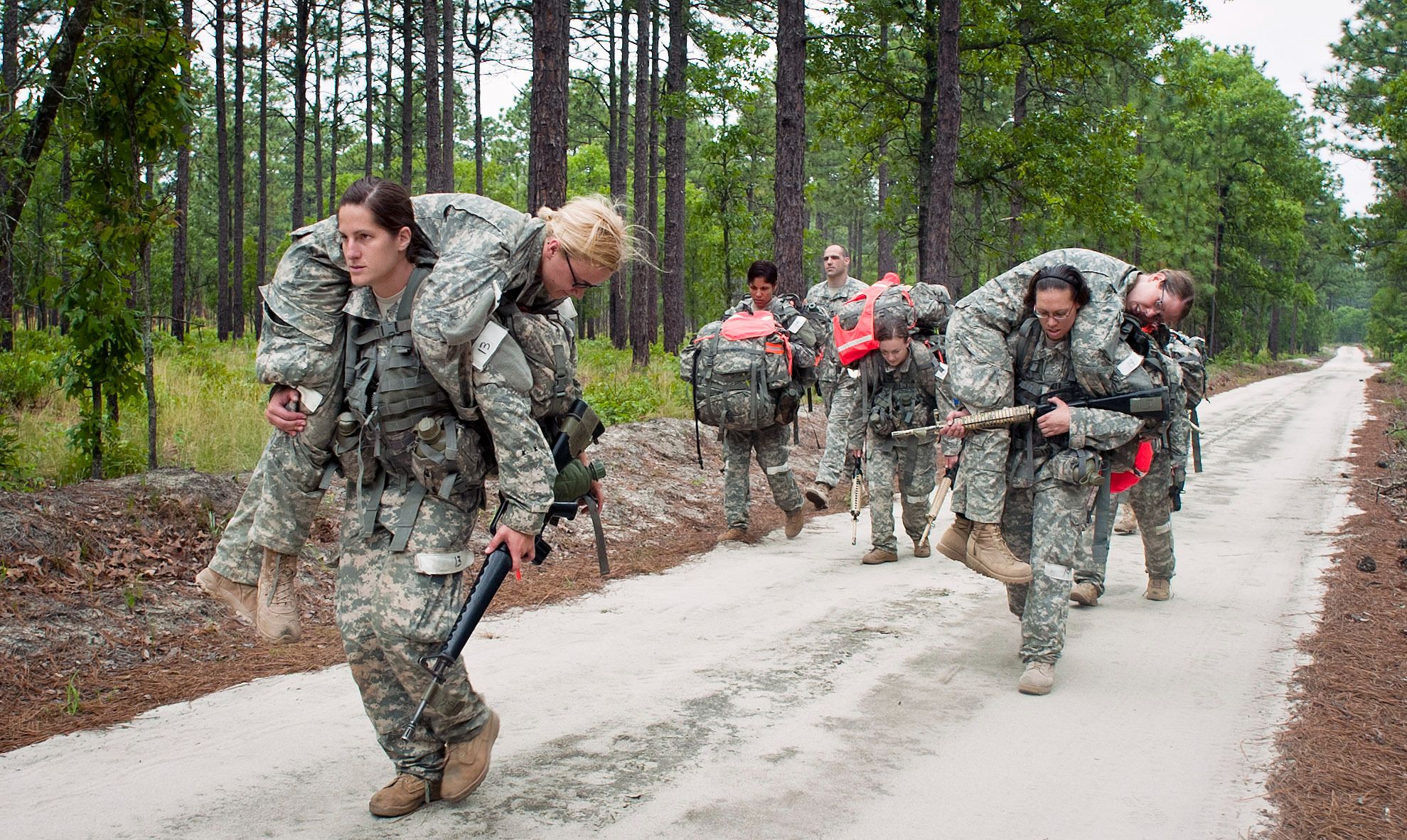 U.S. Army soldiers conduct simulated medical training during the Cultural Support Assessment and Selection program. The U.S. Army Special Operations Command's cultural support program prepares all-female Soldier teams to serve as enablers supporting Army special operations- combat forces in and around secured objective areas.