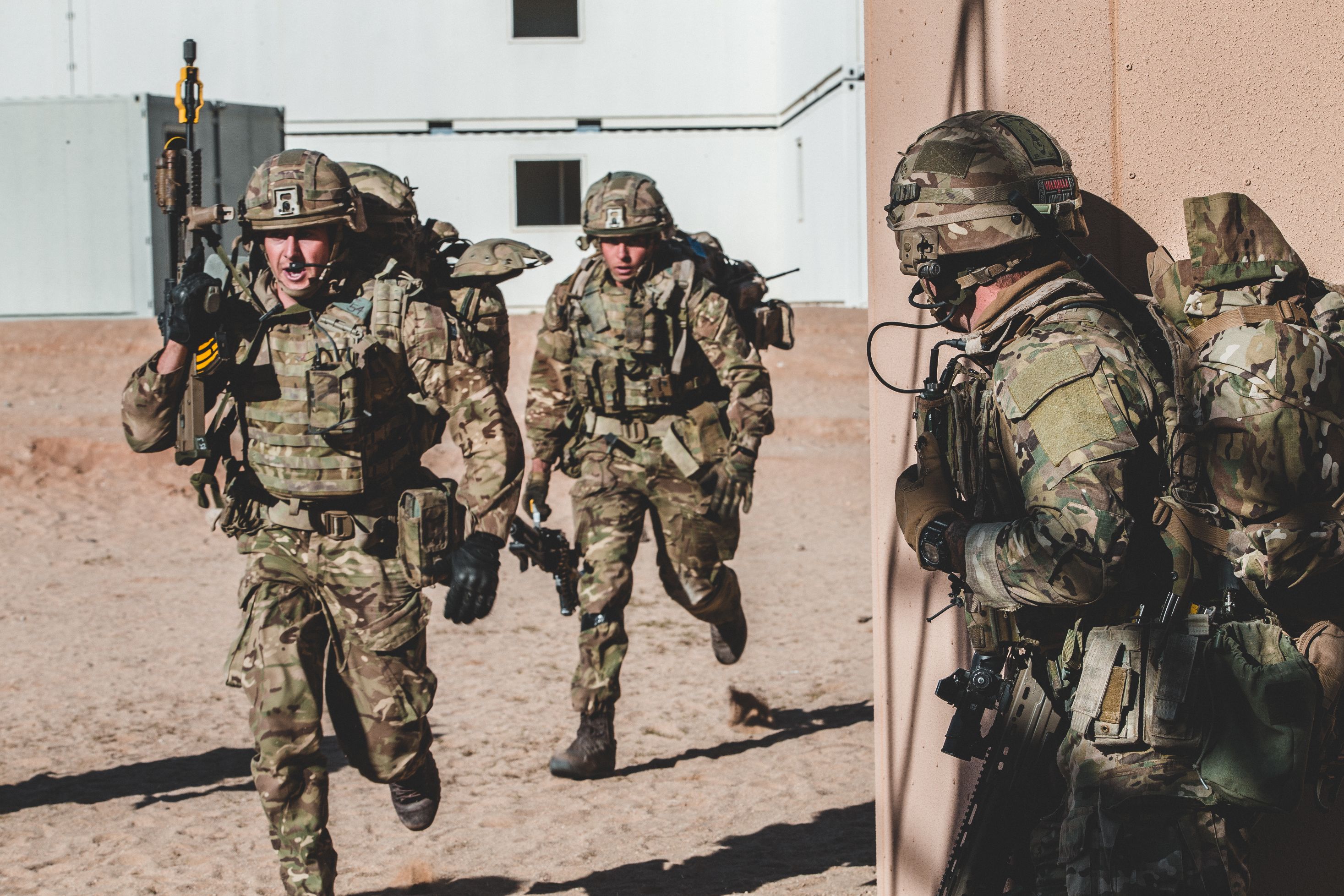 U.K. Royal Marines with 45 Commando take part in Integrated Training Exercise 2-19 at Range 220, Marine Corps Air Ground Combat Center, Twentynine Palms, Calif. Jan. 27, 2019. ITX creates a challenging, realistic training environment that produces combat-ready forces capable of operating as an integrated Marine Air Ground Task Force. (U.S. Marine Corps photo by Lance Cpl. Rachel K. Young)