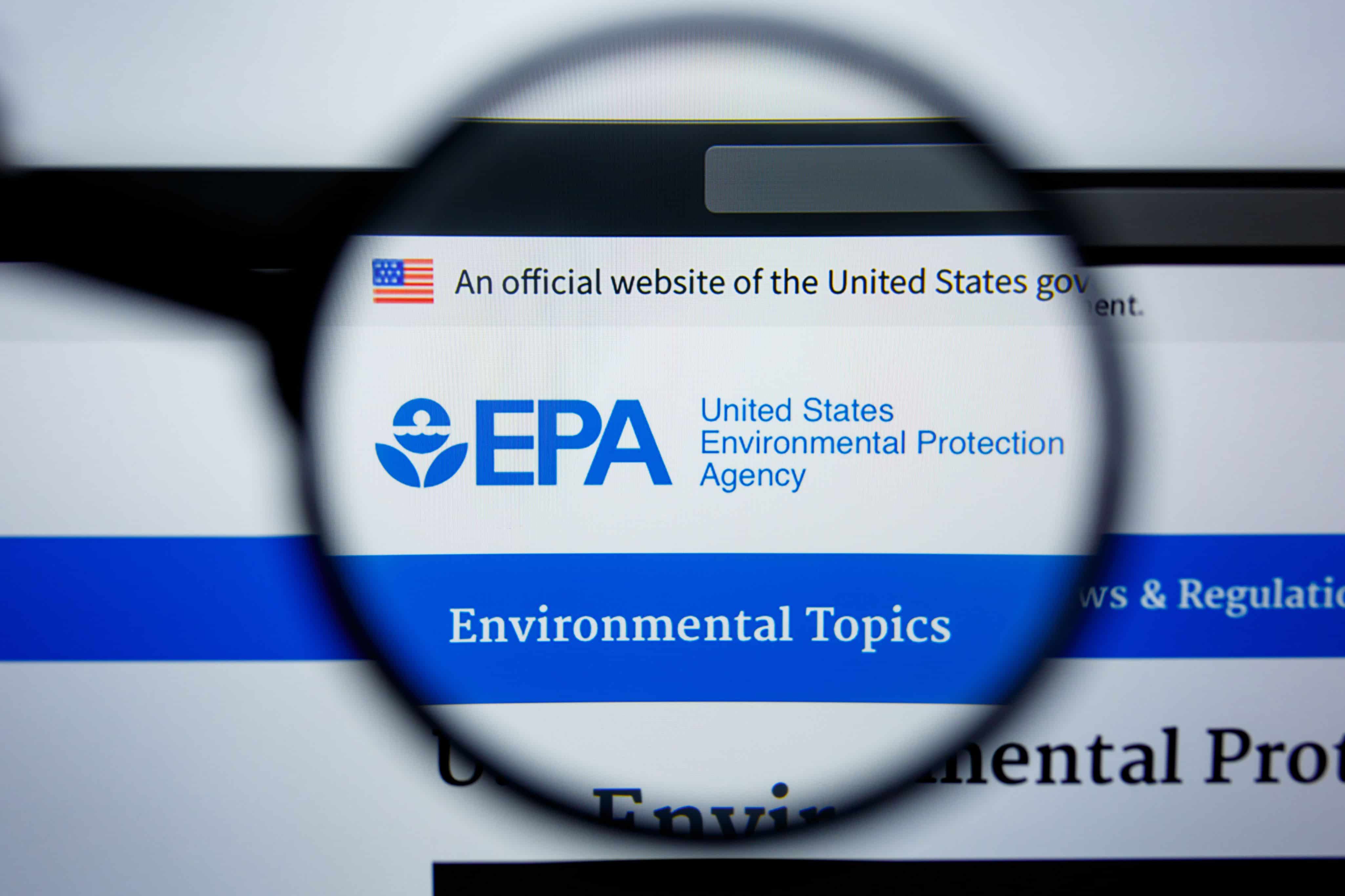 Los Angeles, California, USA - 29 Jule 2019: Illustrative Editorial of EPA.GOV website homepage. United States Environmental Protection Agency logo visible on display screen.