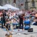 Hondarribia, Basque Country, Spain, August 5, 2019. Stone lifting (basque rural sport) display.