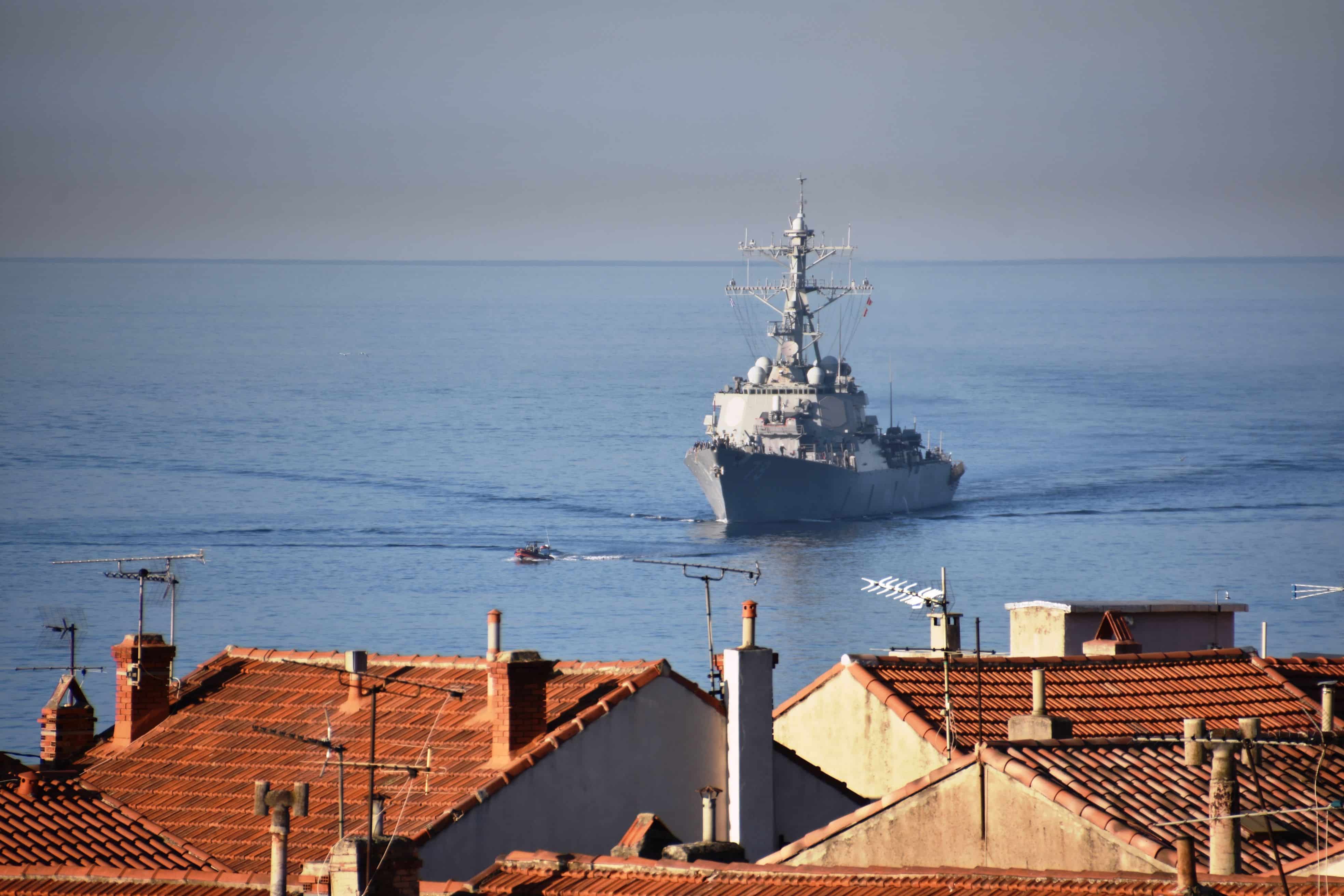 Marseille, France - September 04, 2019 : « USS Porter » (DDG-78) photographed on his arrival in the port of Marseille