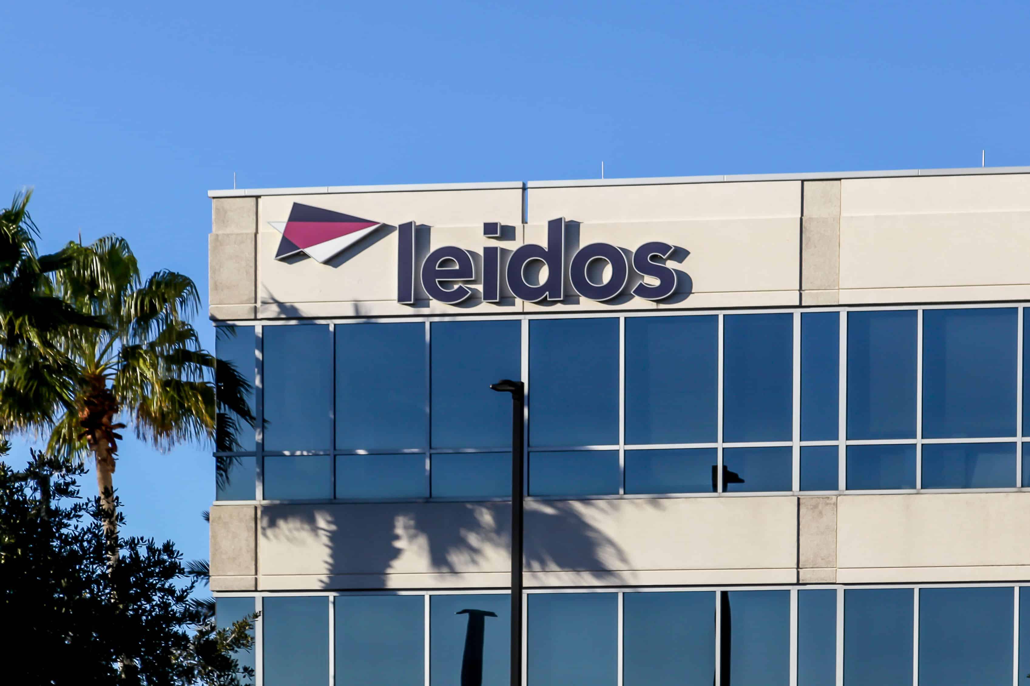 Orlando, Florida, USA - February 8, 2020: Leidos sign at the office building in Orlando, Florida, USA. Leidos is an American defense, aviation, information technology, and biomedical research company.