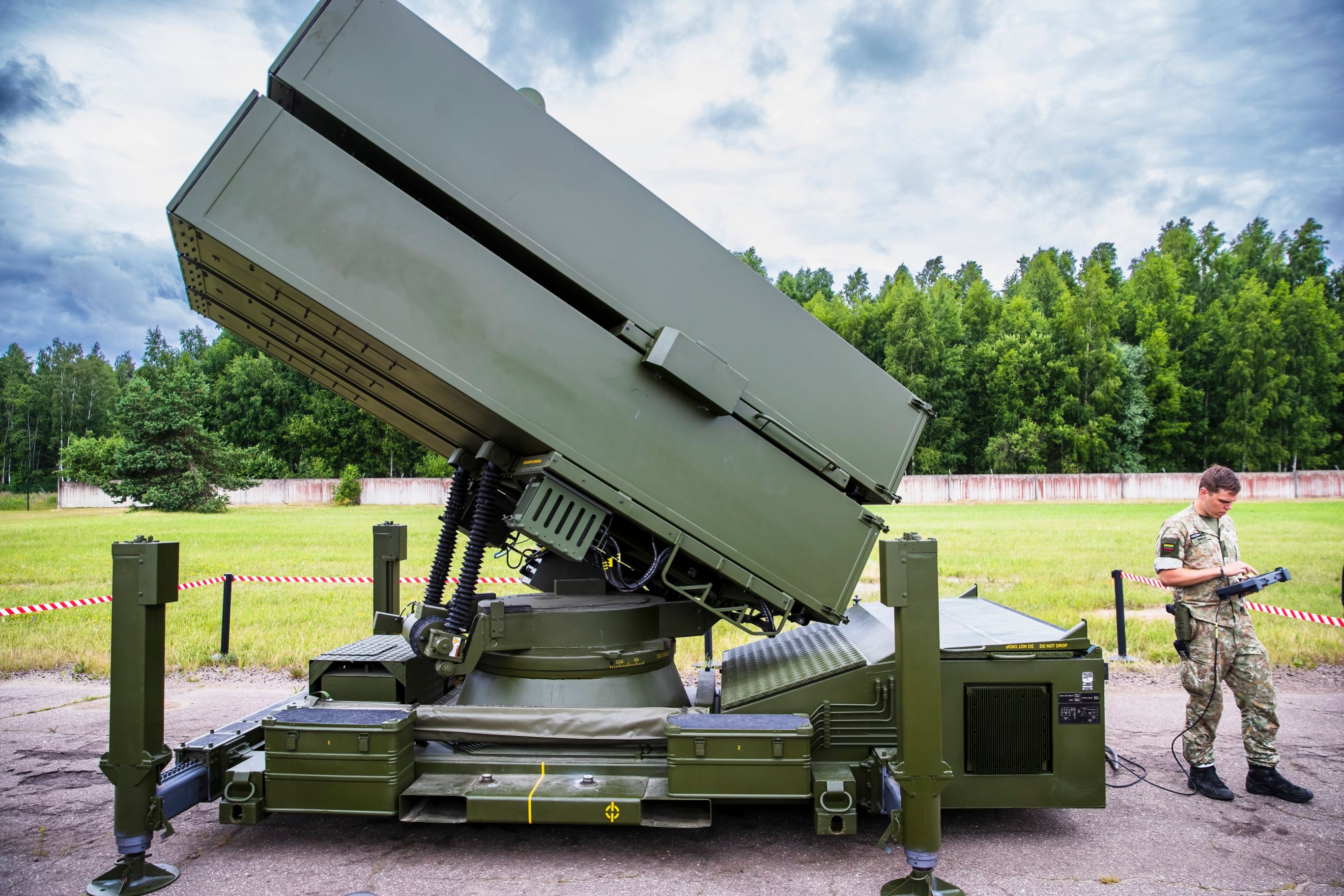 Siauliai Lithuania 2022-07-06 NASAMS is a distributed and networked short- to medium-range ground-based air defense system. Developed by Kongsberg Defence Aerospace and Raytheon.