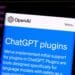 ChatGPT Plugins page seen on on OpenAI website on the screen of smartphone. Concept for popular AI tool. Stafford, UK, April 4, 2023