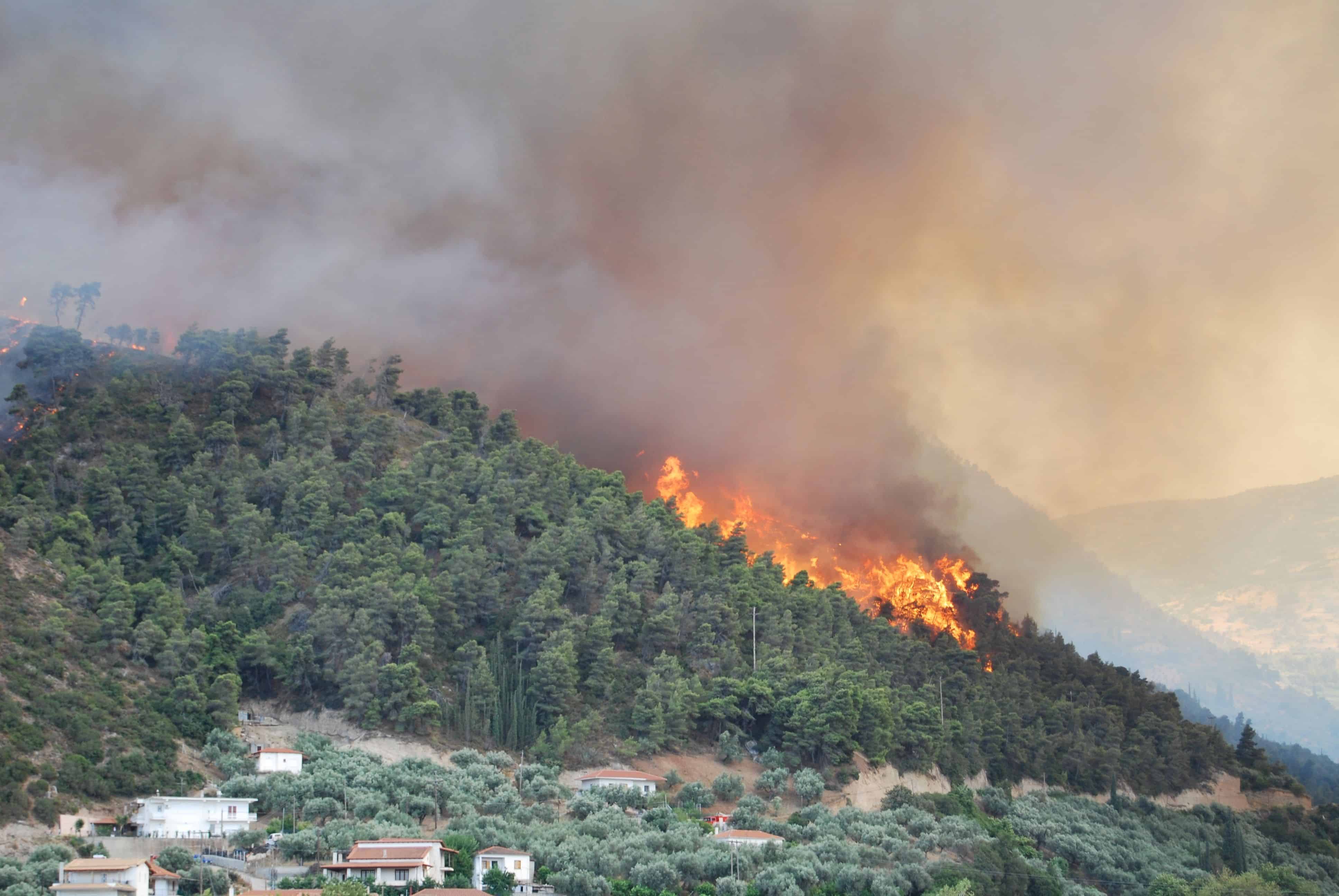 Forrest fire in Rhodes-Korfu Islands hit the holiday destination tourist season, Greece, July 24th, 2023