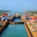 The second lock of the Panama canal from the Pacific ocean.